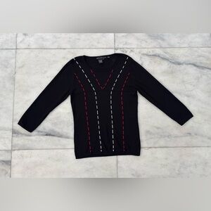 Vintage Ziani Couture Top Knit Black Red White Abstract Art Blouse Women’s Large